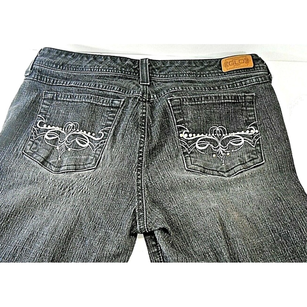 GLO Black Denim Jeans with Embroidered Pockets